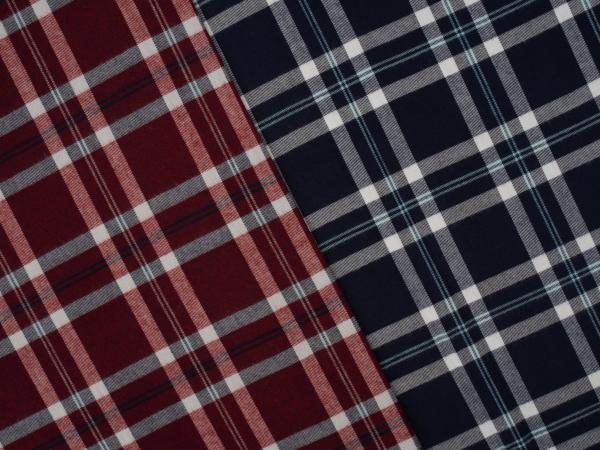 Baumwoll-Flanell Maverick, Karo, hellgrau/bordeaux